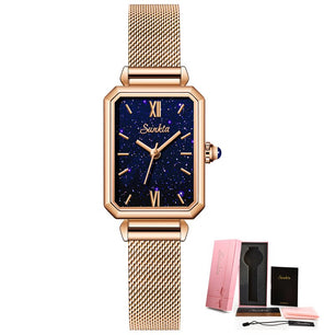 Women's Stainless Steel Hook Buckle Clasp Waterproof Wrist Watch