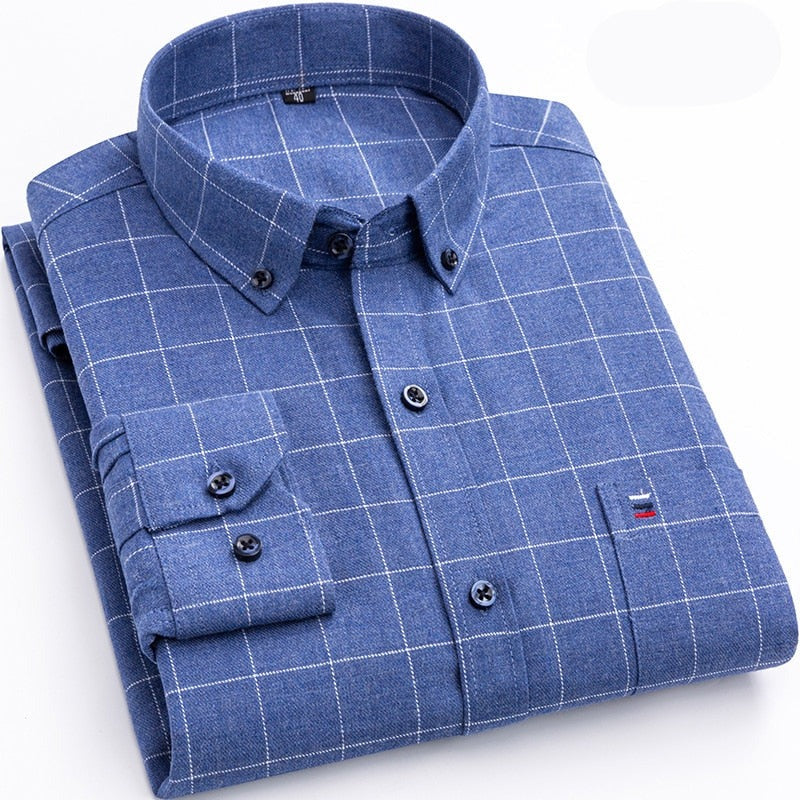 Men's Turndown Collar Single Breasted Plaid Pattern Casual Shirts