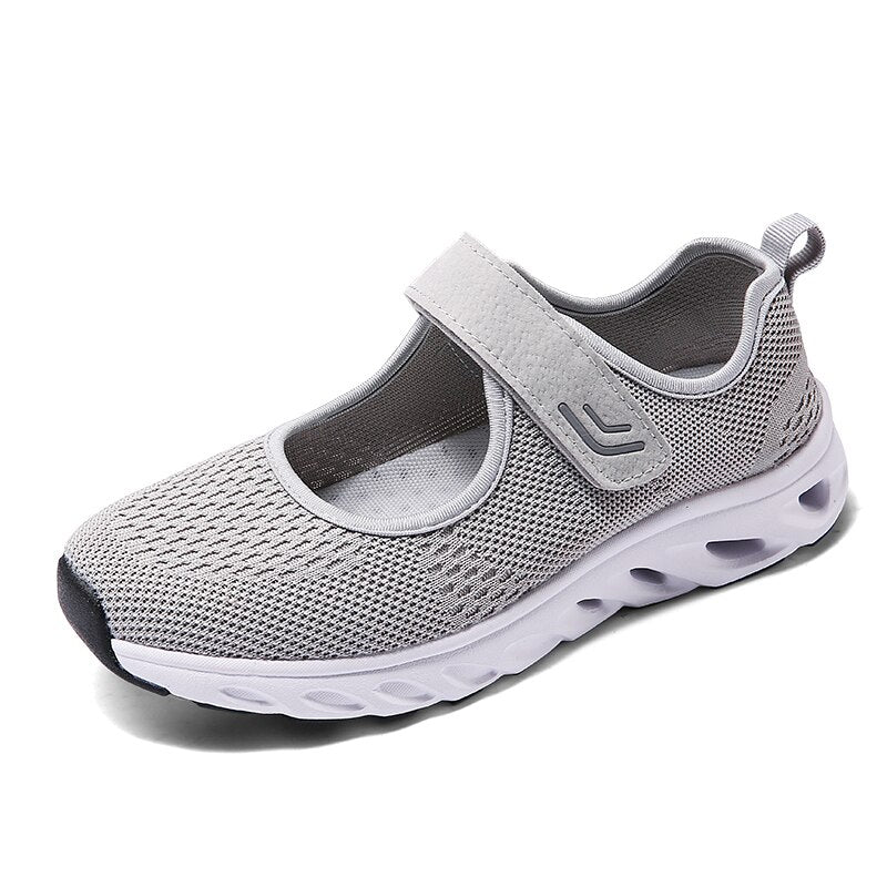 Women's Round Toe Mesh Hook Loop Closure Soft Casual Wear Shoes