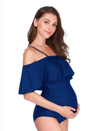 Women's Polyester Spaghetti Strap Maternity Swimwear One-Piece