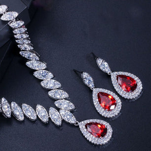 Women's Copper Cubic Zirconia Water Drop Wedding Jewelry Set