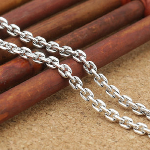 Men's 100% 925 Sterling Silver Link Chain Geometric Necklace