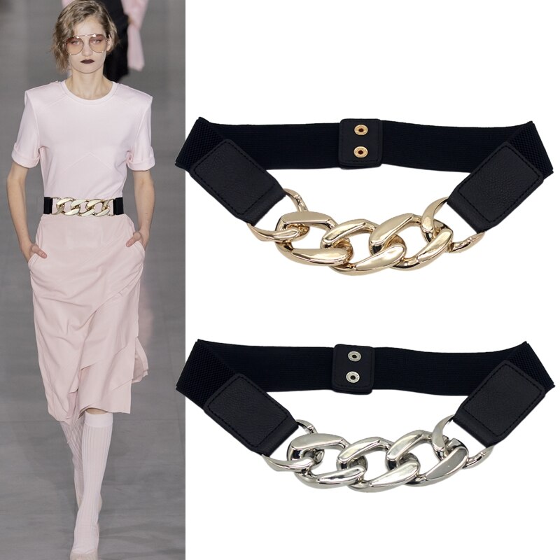 Women's PU Elastic Waist Closure Wide Trendy Waistband Belts