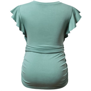 Women's Spandex V-Neck Short Sleeves Pregnancy Maternity Top