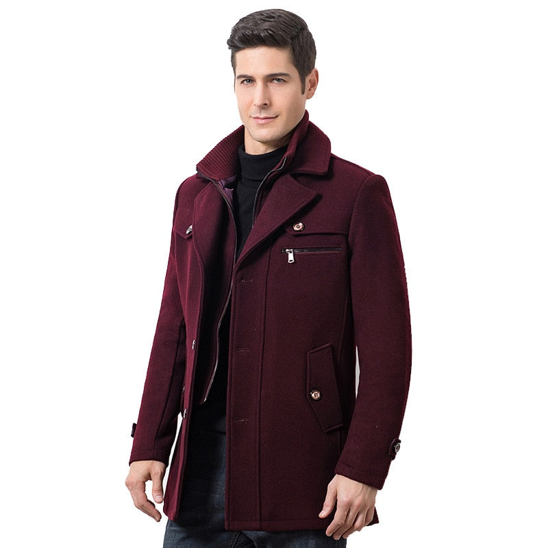 Men's Polyester Full Sleeve Winter Single Breasted Closure Jacket