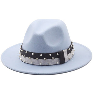 Women's Wool Ribbon Band Pearl Pattern Casual Wear Elegant Hat