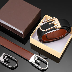 Men's Cowskin Buckle Closure Solid Pattern Formal Wear Belts