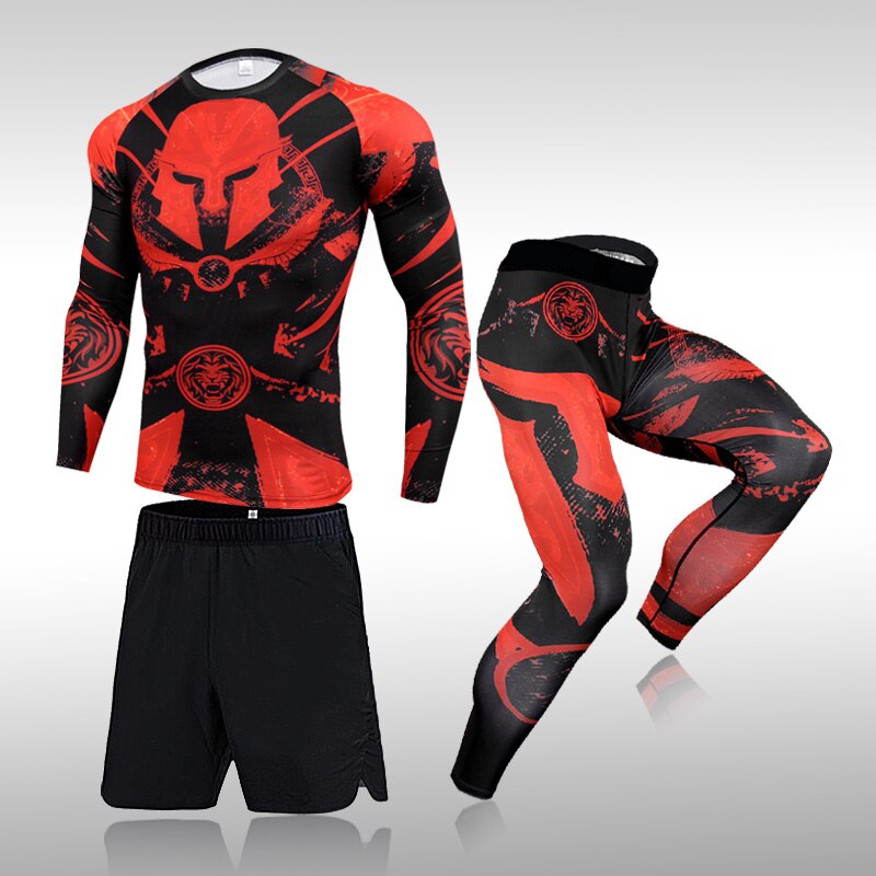 Men's Round Neck Printed T-Shirt With Elastic Waist Legging Set