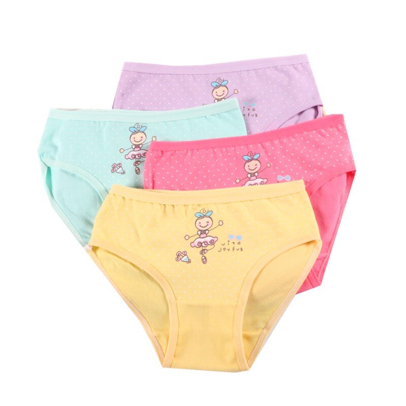 Kid's Girls 4Pcs Cotton Breathable Doll Pattern Casual Panties