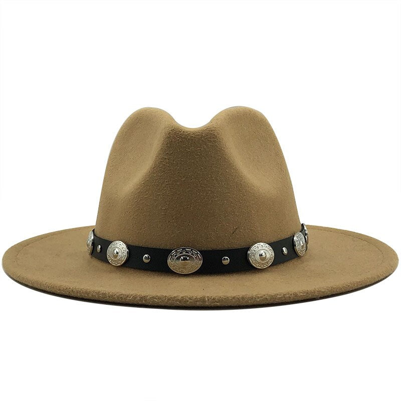 Women's Wool Rivet Ribbon Pattern Casual Wear Elegant Trendy Hat