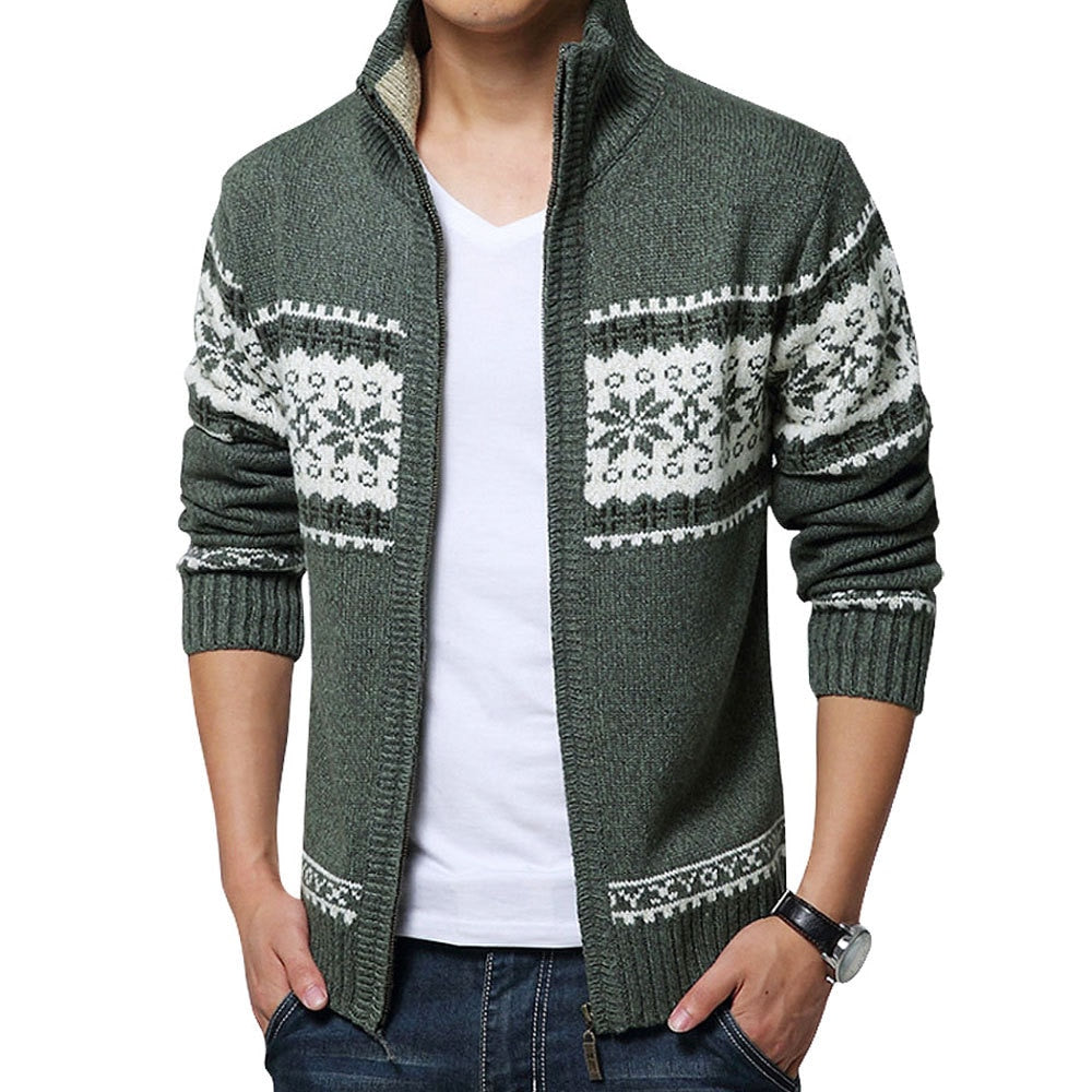 Men's Mandarin Collar Full Sleeves Knitted Winter Casual Sweater