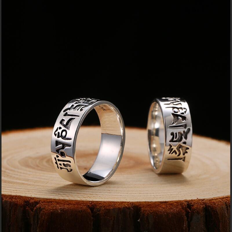 Men's 100% 925 Sterling Silver Round Pattern Trendy Closed Ring