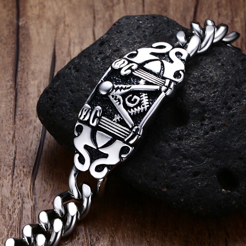 Men's Stainless Steel Link Chain Geometric Vintage Bracelet