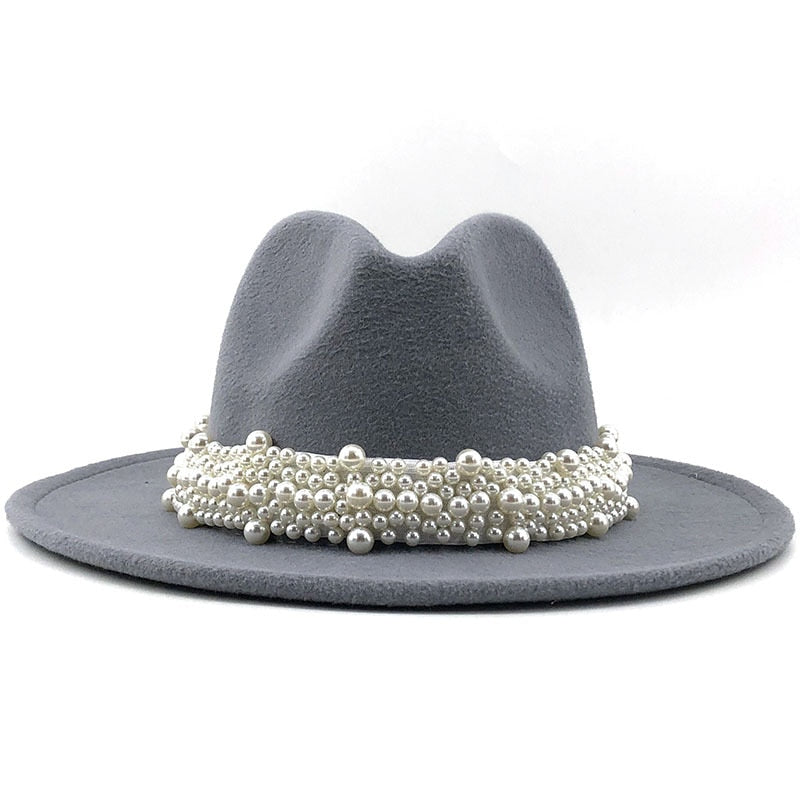 Women's Cotton Pearl Ribbon Pattern Casual Wear Party Elegant Hat