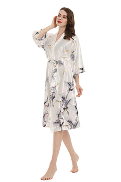 Women's Polyester Short Sleeve Printed Pattern Nightwear Robe