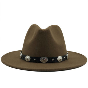 Women's Wool Rivet Ribbon Pattern Casual Wear Elegant Trendy Hat