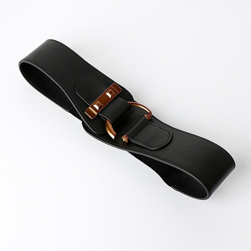 Women's Spandex Elastic Waist Buckle Closure Cummerbund Belts