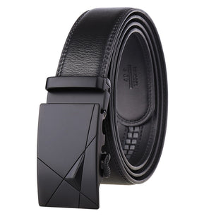 Men's Cowskin Leather Buckle Closure Luxury Solid Pattern Belts