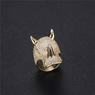 Men's Copper Zirconia Pave Setting Hip-Hop Geometric Pattern Ring