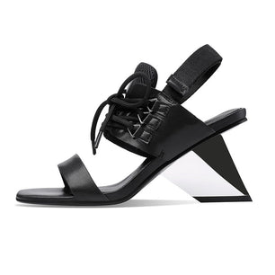 Women's Genuine Leather Square Toe Mixed Colors Elegant Sandals