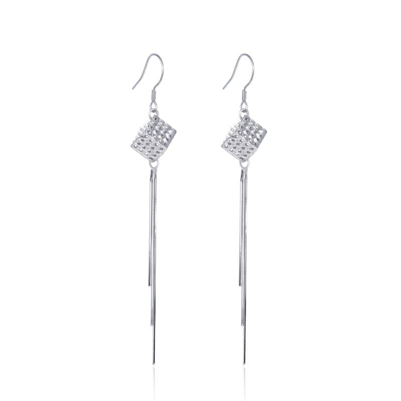 Women's 100% 925 Sterling Silver Trendy Geometric Drop Earrings