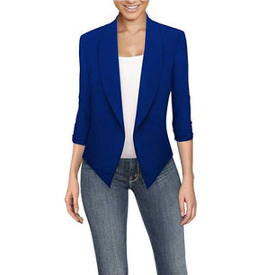 Women's Turn-down Polyester Slim Formal Solid Pattern Blazer