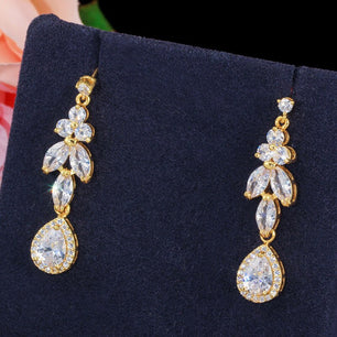 Women's Copper Cubic Zirconia Water Drop Wedding Jewelry Set