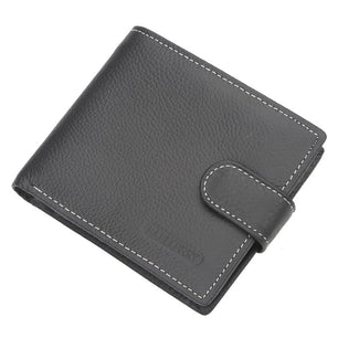 Men's Genuine Leather Plain Slit Pocket Bifold Hasp Closure Wallets