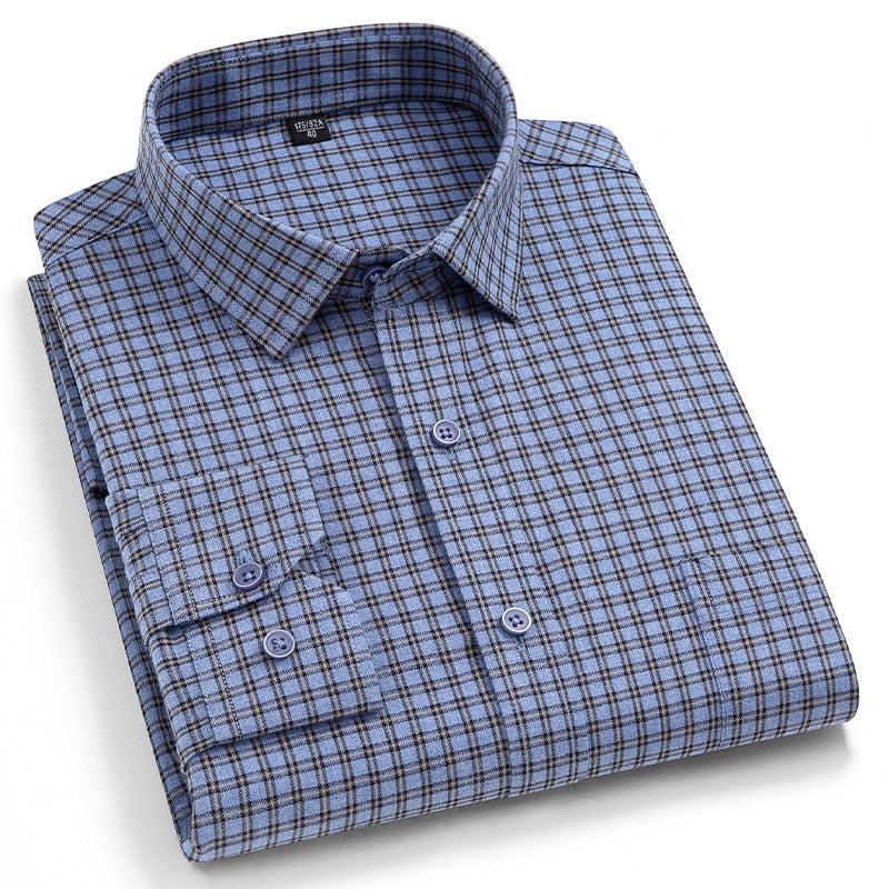 Men's 100% Cotton Turn-Down Collar Single Breasted Casual Shirt