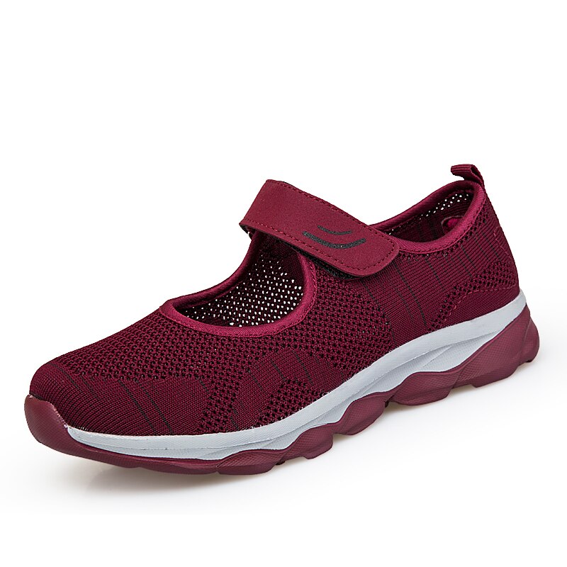 Women's Round Toe Mesh Hook Loop Closure Soft Casual Wear Shoes