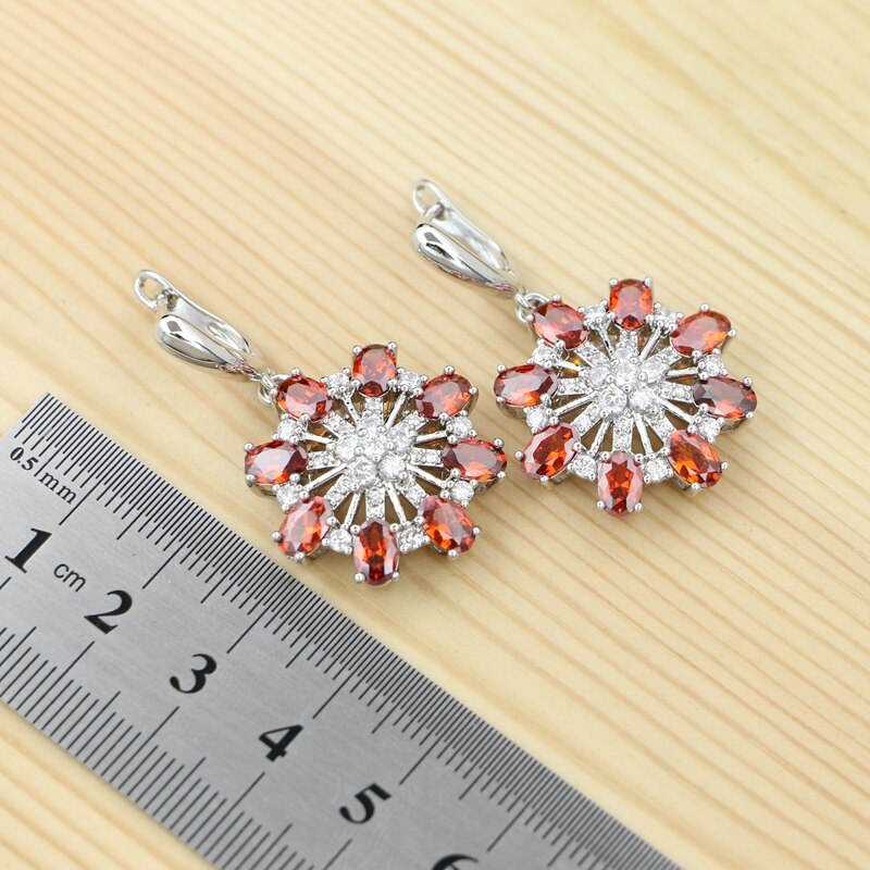 Women's 100% 925 Sterling Silver Zirconia Flower Jewelry Set