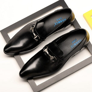 Men's Genuine Leather Pointed Toe Slip-On Closure Formal Shoes