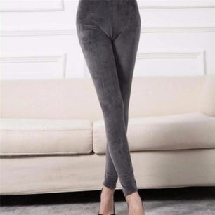 Women's Spandex High Waist Solid Pattern Thick Warm Leggings