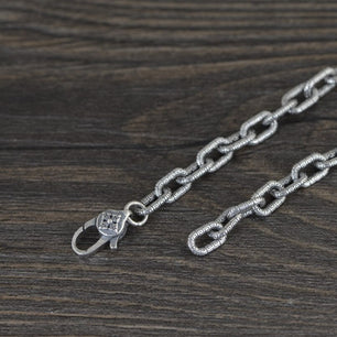 Men's 100% 925 Sterling Silver Link Chain Geometric Necklace