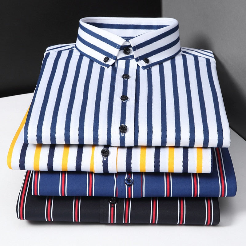 Men's Polyester Turndown Collar Long Sleeve Single Breasted Shirt