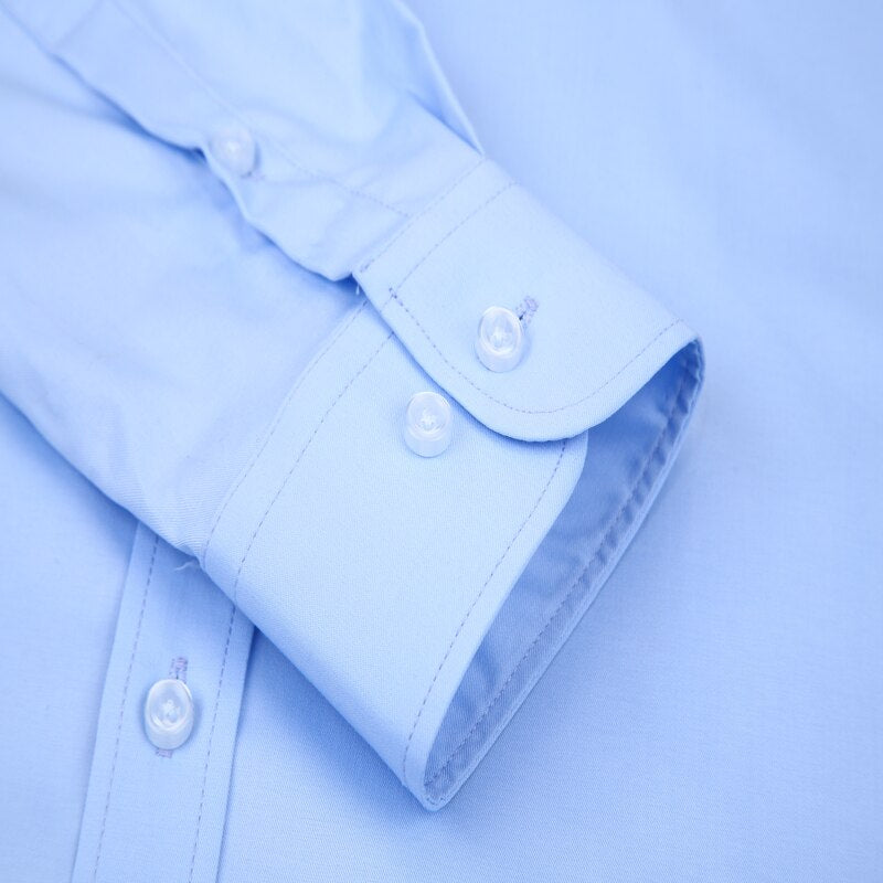 Men's Polyester Turn Down Collar Plain Pattern Formal Shirt