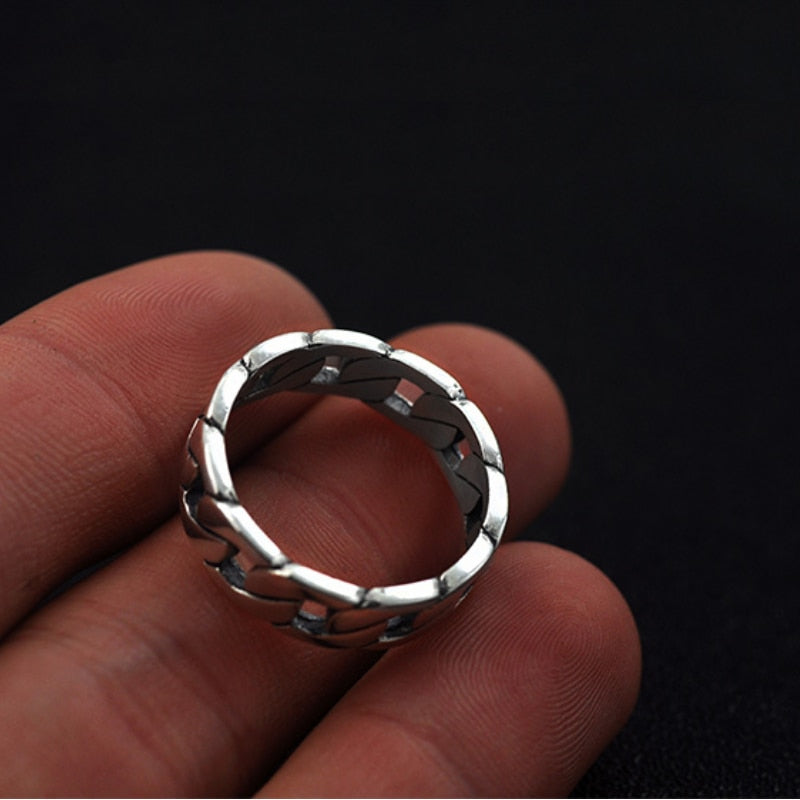 Men's 100% 925 Sterling Silver Geometric Pattern Classic Ring