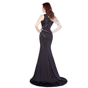 Women's O-Neck Polyester One-Shoulder Mermaid Evening Dress