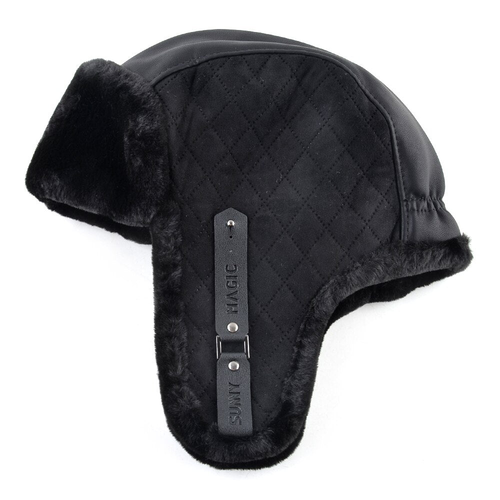 Women's Faux Leather Fabric Casual Flaps Bomber Winter Hats