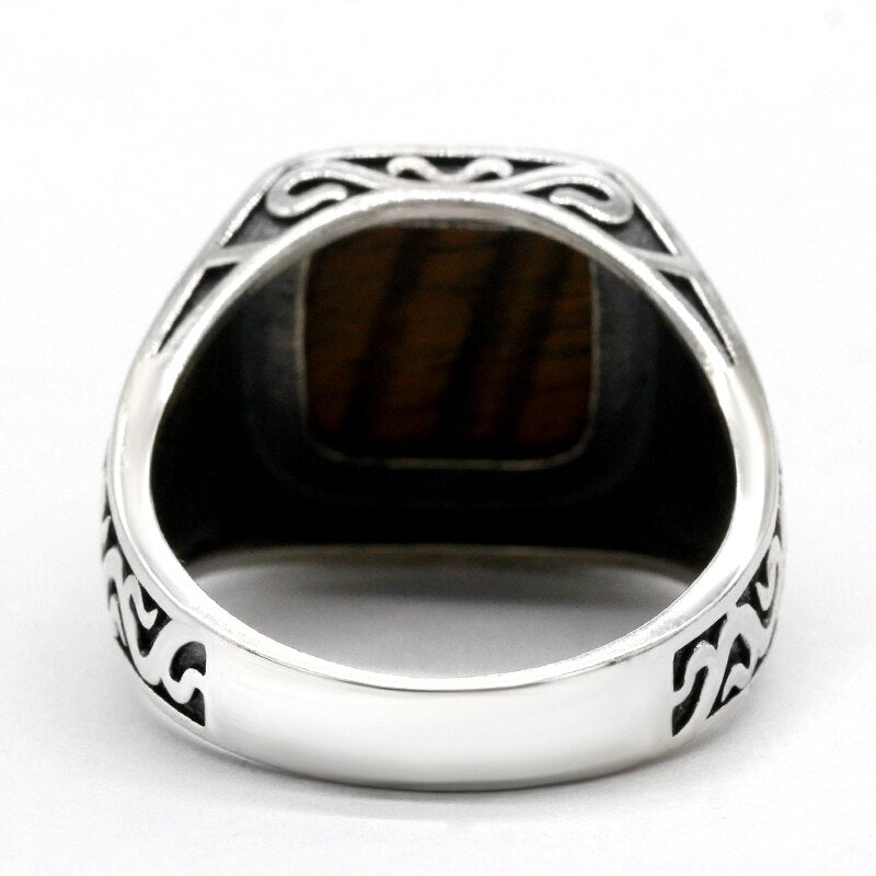 Men's 100% 925 Sterling Silver Classic Bezel Setting Square Ring