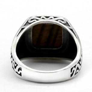 Men's 100% 925 Sterling Silver Classic Bezel Setting Square Ring