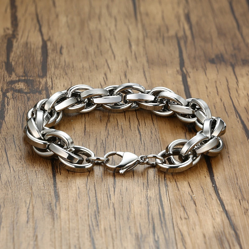 Men's Stainless Steel Link Chain Twisted Interlocked Bracelets