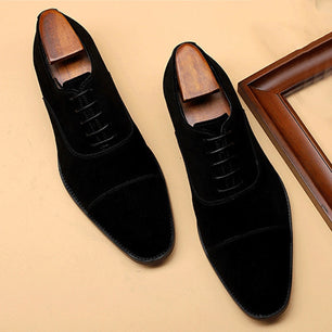 Men's Genuine Leather Pointed Toe Lace-Up Closure Wedding Shoes