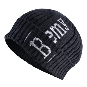 Men's Cotton Knitted Solid Pattern Casual Skullies Winter Cap