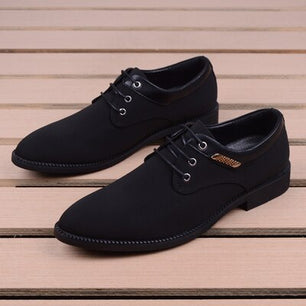 Men's Pointed Toe Lace Up Closure Solid Pattern Formal Shoes