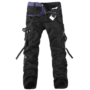 Men's Polyester Full Length Multi-Pocket Zipper Fly Casual Pants