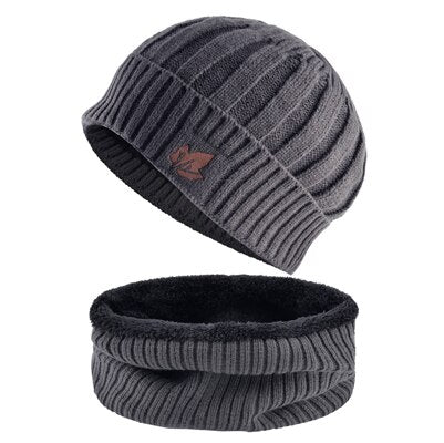 Men's Polyester Skullies Beanies Winter Knitted Pattern Wool Cap