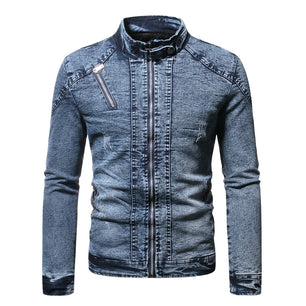 Men's Polyester Full Sleeves Single Breasted Winter Denim Jacket