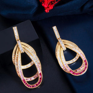 Women's Copper Cubic Zirconia Round Bohemia Drop Party Earrings