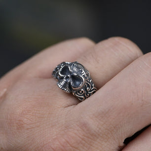 Men's 100% 925 Sterling Silver Skeleton Pattern Punk Rings